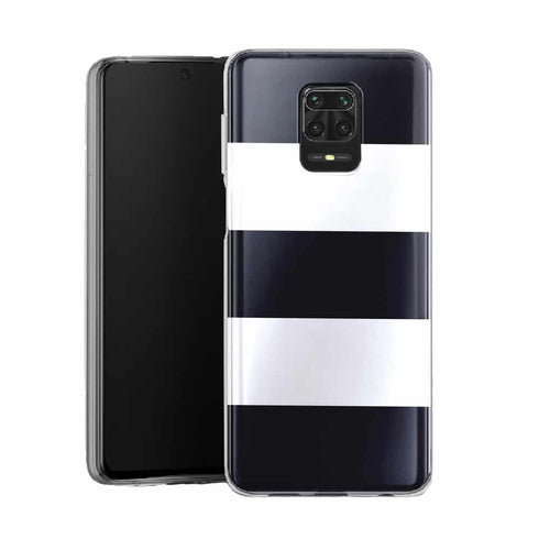 Coque pour Xiaomi Note 9 Bandes Mariniere Noires Blanches